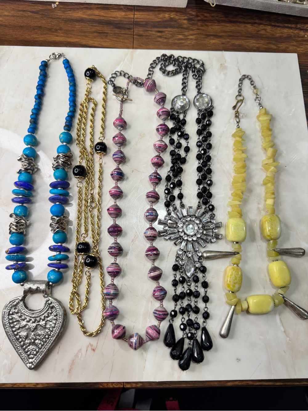 Vintage Costume Jewelry Necklace Lot - Statement, Beaded & Rhinestone Styles"